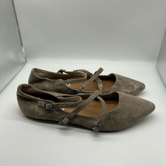 Steve Madden Edggy Flat in Taupe Suede Leather Size 7 - Picture 1 of 10